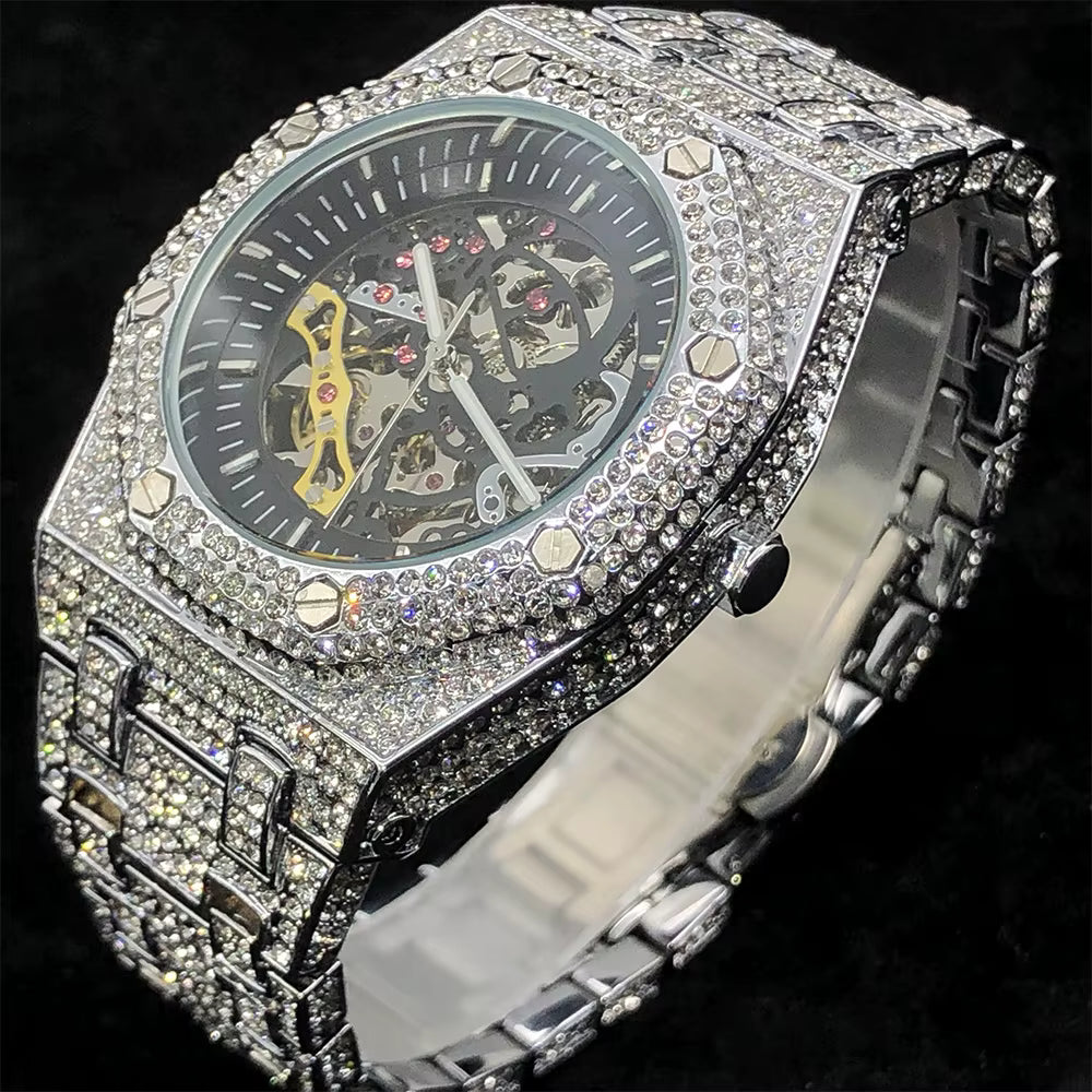 Fully Iced Skeleton Watch